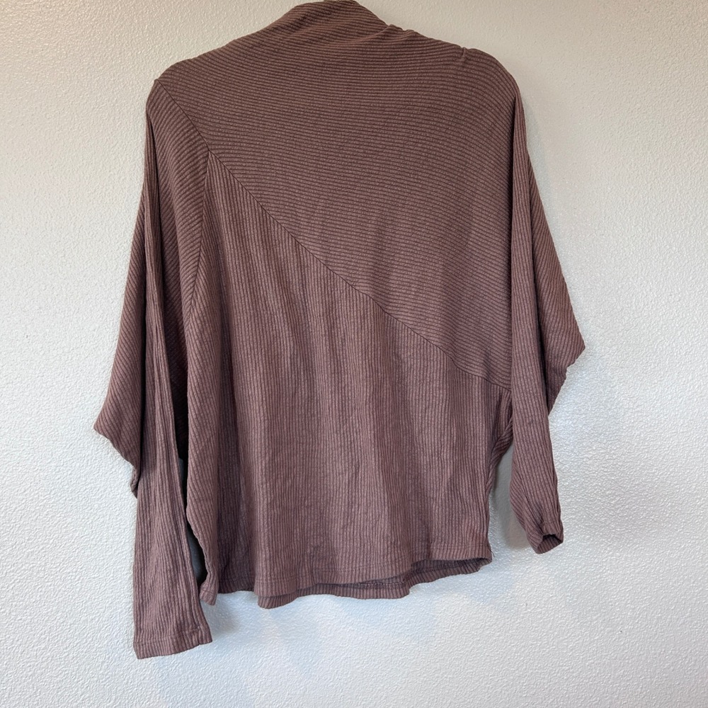 Gibson Look Womens Ribbed Mock Neck Dolman Sleeve Top Mauve Brown CAR21249 Small